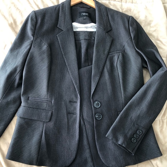 High-Quality Next Brand Pantsuit from England.  Beautiful Dark Textured Grey. - Picture 2 of 11